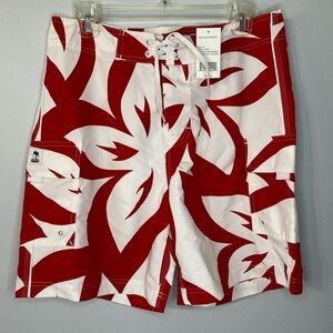 Island Company Red and White Floral Board Shorts size 30